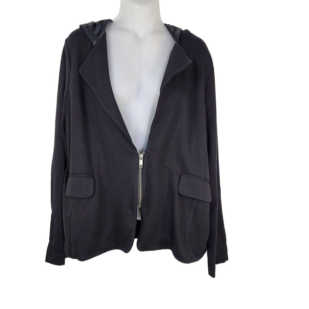 Rachel Roy Jacket Womens Size XXL Hoodie Black Half Zip Pockets Ponte Combo